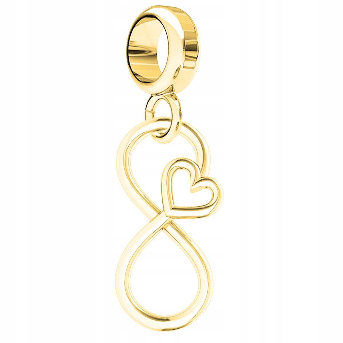 Charms Złoty Serce z Nieskończonością Znak Nieskończoność SREBRO 925