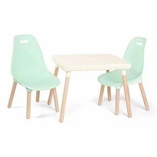 B. spaces Battat BX1866C1Z Zestaw stołów i krzeseł, 1 stół rzemieślniczy i 2 krzesła dziecięce z naturalnymi drewnianymi nogami, miętowy i kość słoniowa - Zestawy mebli dla dzieci - miniaturka - grafika 1