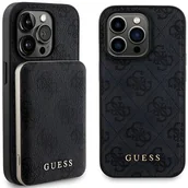 Etui i futerały do telefonów - Oryginalne Etui IPHONE 14 PRO Guess Hardcase + Powerbank MagSafe 4G Metal Logo 5000mAh (GUBPM5P14L4GEMGK_ czarne - miniaturka - grafika 1