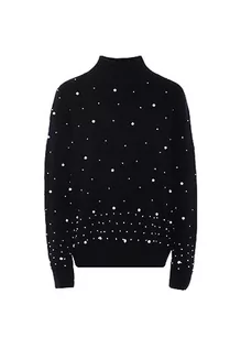 Swetry damskie - Nascita Damski sweter z cekinami, elegancki sweter akrylowy czarny rozmiar M/L, czarny, M - grafika 1