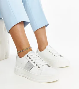 Biało-srebrne sneakersy na grubszej podeszwie Finestra-38 - Sneakersy damskie - miniaturka - grafika 1