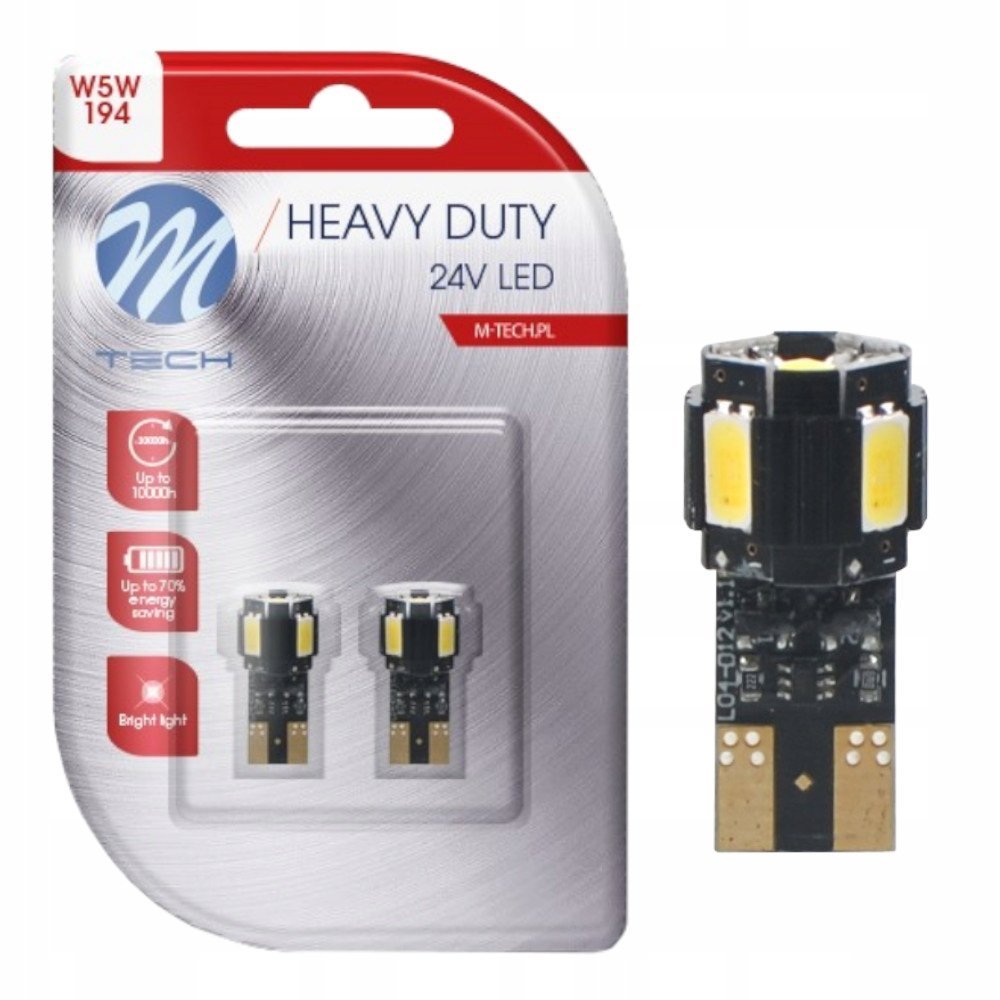 2x Żarówka W5w Led Osram M-tech T10 24v Tir Biała White Retrofit