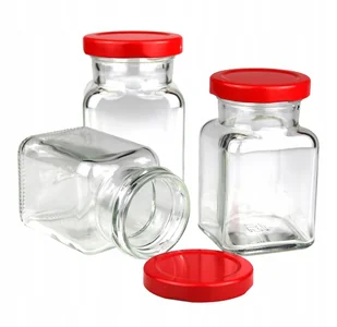 3x Szklany pojemnik słoik z czerwoną zakrętką do zalewu świeczek 150 ml - Pojemniki kuchenne - miniaturka - grafika 1