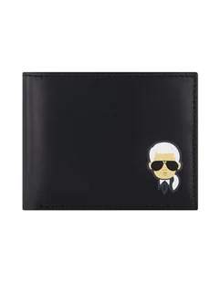 Karl Lagerfeld Paris Męski portfel z rozcięciem/bąbelkową skórą Karl Charakter Head Logo Billfold, Black_ch, jeden rozmiar, Black_ch, jeden rozmiar, skórzany dzielony/Bubble Leather Karl Character - Portfele - miniaturka - grafika 1