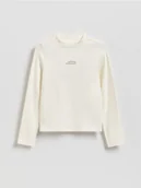 Bluzki dla dziewczynek - Reserved - Bawełniana bluzka z haftem - złamana biel - miniaturka - grafika 1