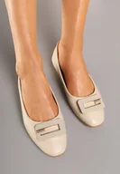 Baleriny - Beżowe Balerinki z Geometryczną Ozdobą Vialle - miniaturka - grafika 1