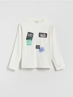 Bluzki dla chłopców - Reserved - Bawełniany longsleeve - złamana biel - miniaturka - grafika 1