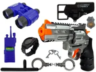 Zabawki militarne - Duzy Policyjny Pistolet Kajdanki Lornetka Akcesoria - miniaturka - grafika 1