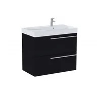 Szafki łazienkowe - ROCA A851913532 ELLA Zestaw łazienkowy UNIK 80 cm z umywalką asymetryczną prawą z 2 szufladami, czarny mat - miniaturka - grafika 1