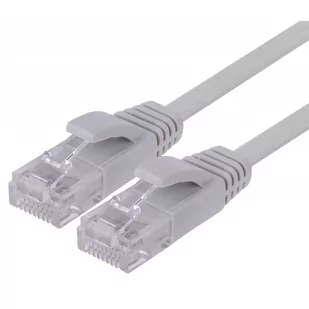 Patchcord UTP kat.6 1m, płaski (biały) - Patchcordy - miniaturka - grafika 1