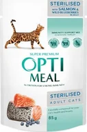 Mokra karma dla kotów - Synteza OPTIMEAL KOT sasz.85g STERILISED ŁOSOŚ BORÓWKA - miniaturka - grafika 1