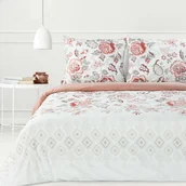 Pościel - Eurofirany Pościel bawełniana 140x200 Sara 33 biała morelowa kwiaty - miniaturka - grafika 1