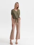 Koszule damskie - Koszula krótki rękaw zielona - SKS1207ZI koszula krótki rękaw - TOP SECRET - Odzieżowy sklep internetowy TOP SECRET - miniaturka - grafika 1