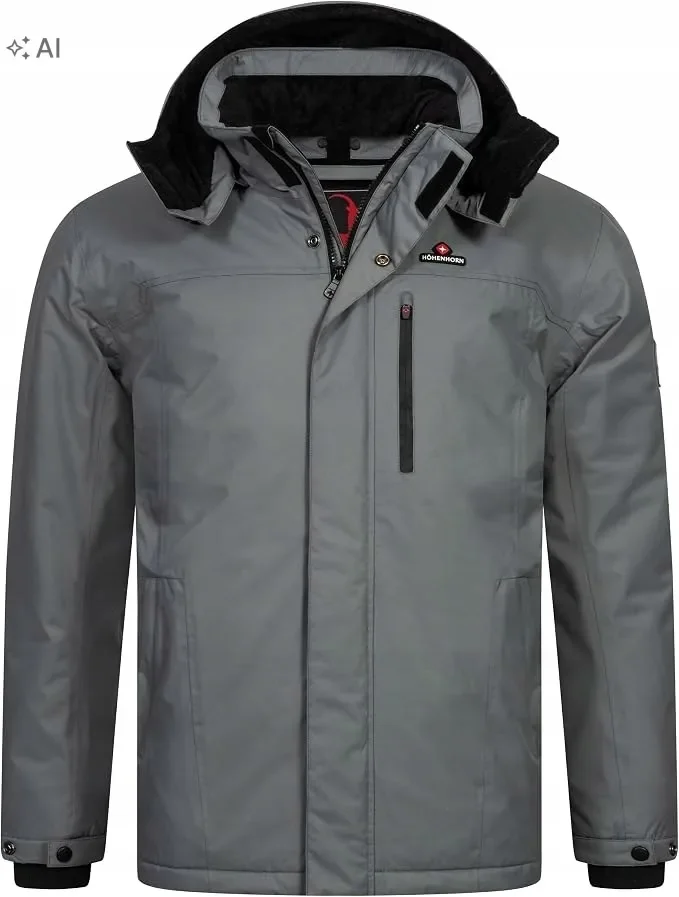 HÖHENHORN SZARA MĘSKA KURTKA WIATRÓWKA Z KAPTUREM M 7DA