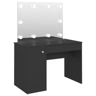 Toaletki - shumee Stolik do makijażu z oświetleniem LED 110x55x145 cm MDF czerń - miniaturka - grafika 1