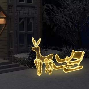 vidaXL Świąteczny świecący renifer z saniami, z siateczką, 216 LED - Oświetlenie świąteczne - miniaturka - grafika 1