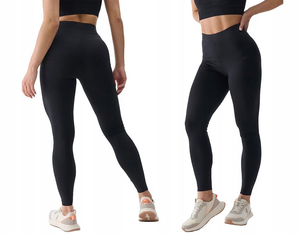 Legginsy Damskie 4F Czarne Klasyczne Wysoki Stan r.XS