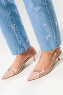 Sandały damskie - Beżowe czółenka damskie lakierowane transparentne obcas szpilka Carla HD53-5 - miniaturka - grafika 1