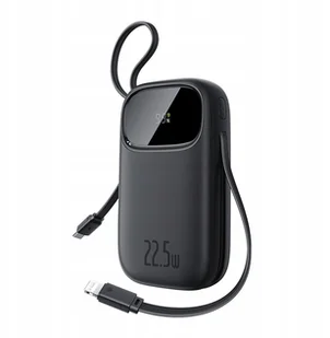 Powerbank Baseus EnerFill FC31 20000mAh 22.5W z wyświetlaczem cyfrowym i 2 wbudowanymi kablami USB-C + Lightning - czarny - Powerbanki - miniaturka - grafika 1