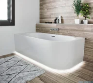 Wanny z hydromasażem - Riho Desire Corner Velvet LED wanna asymetryczna Riho Fall napełnianie przez przelew z oświetleniem prawa 184x84cm MATOWA B087008105 - miniaturka - grafika 1