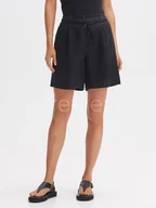 Spodenki damskie - OPUS Lniane szorty w kolorze czarnym - miniaturka - grafika 1