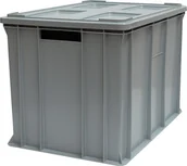 Pojemniki przemysłowe - Artech Pojemnik transportowy EURO 410 z pokrywą, dno i ścianki pełne wym. 600 x 400 x 410 mm szary - miniaturka - grafika 1