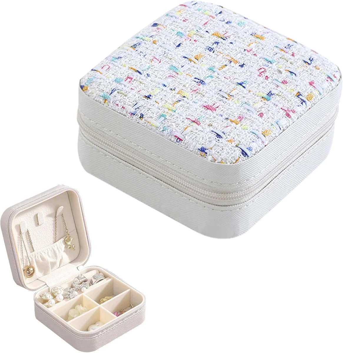 PUDEŁKO NA BIŻUTERIĘ 10X10X5CM ORGANIZER KUFEREK ETUI PODRÓŻNY PRZENOŚNY