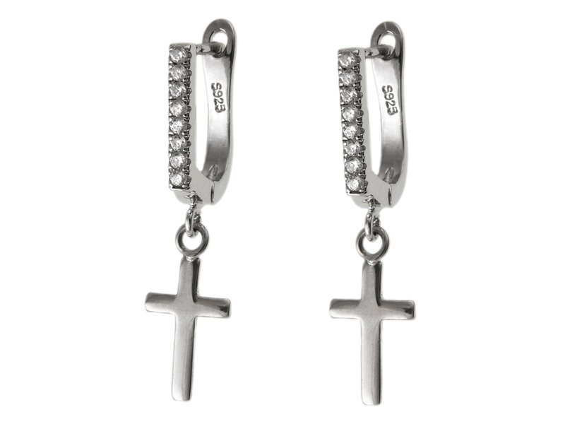 Kolczyki srebrne wiszący krzyżyk k2497 - 3,2g.
