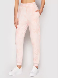 Spodnie sportowe damskie - Guess Spodnie dresowe O1GA38 K68I1 Różowy Regular Fit - grafika 1