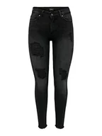 Spodnie damskie - ONLY Dżinsy damskie skinny fit ONLBlush Mid Raw Ankle Dest, Washed Black, (L) W / 34L - miniaturka - grafika 1