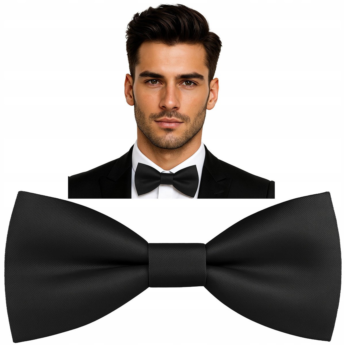 Elegancka muszka męska - CZARNY