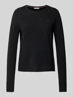 Sweter z dzianiny z wyhaftowanym logo - Swetry damskie - miniaturka - grafika 1