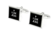 Spinki do mankietów i krawatów - Religijne Spinki Do Koszuli I Love Jesus - miniaturka - grafika 1