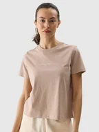 Koszulki i topy damskie - T-shirt regular z nadrukiem damski 4F 4FWSS24TTSHF1354-83 Brązowy - miniaturka - grafika 1