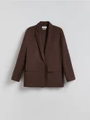 Marynarki i żakiety damskie - Reserved - Marynarka z lnem - ciemnobrązowy - miniaturka - grafika 1