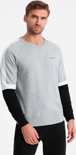 Ombre Trójkolorowa męska bluza dresowa z raglanowymi rękawami szara V1 OM-SSNZ-22FW-003 XL - Bluzy męskie - miniaturka - grafika 1