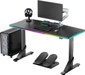 Biurka gamingowe - Biurko Ultradesk ULTRADESK Biurko dla gracza IRON BLACK, 132,5x60,5 cm, 71-81 cm, mechaniczna regulacja wysokości - miniaturka - grafika 1