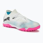 Piłka nożna - Buty piłkarskie PUMA Future 7 Match TT puma white/puma black/poison pink - miniaturka - grafika 1