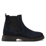 Botki męskie - Sztyblety Tommy Hilfiger Light Hilfiger Suede Chelsea FM0FM05104 Granatowy - miniaturka - grafika 1