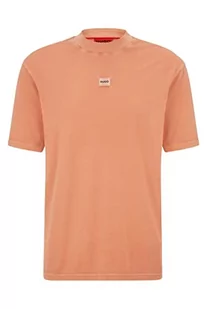 HUGO Męski T-shirt Direzzi Relaxed-Fit z bawełnianego dżerseju z naszywką z logo, jasnopomarańczowy, XS - Koszulki męskie - miniaturka - grafika 1