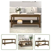 Ławy i stoliki kawowe - The Living Store Stolik kawowy miodowy brąz 110x55x45 cm lite drewno sosnowe - miniaturka - grafika 1