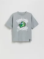 Koszulki dla chłopców - Reserved - Bawełniany t-shirt Among Us - ciemnoszary - miniaturka - grafika 1