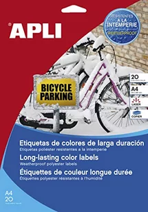 APLI 12877 etykiety, żółte, odporne na warunki atmosferyczne, 210 x 297 mm, 20 arkuszy - Etykiety do drukarek - miniaturka - grafika 1