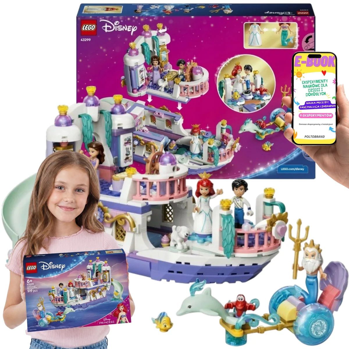 LEGO DISNEY PRINCESS Królewska łódź weselna Arielki • 519 el. 43299
