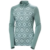 Bluzy damskie - Helly Hansen Damska bluza LIFA Merino Midweight Graphic 1/2 Zip Base Layer - miniaturka - grafika 1
