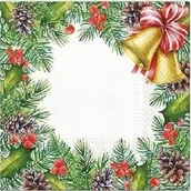 Folia, papier śniadaniowy, serwetki - Serwetki Świąteczna ramka 33x33cm 20szt - PAW - miniaturka - grafika 1
