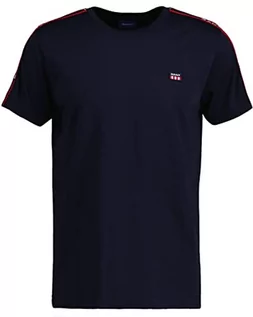 Koszulki męskie - GANT Męski t-shirt na ramię, niebieski (Evening Blue), standardowy, niebieski (Evening Blue), S - grafika 1