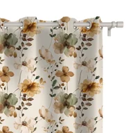 Zasłony - Zasłona AUTUMN wzór AT36  | akwarelowe beżowe kwiaty 150 x 150 cm tkanina zaciemniająca - miniaturka - grafika 1