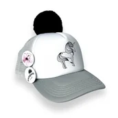 Czapki dla dzieci - Szara czapka z daszkiem Pom Pom Cap Jednorożec - miniaturka - grafika 1