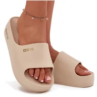 Klapki i japonki damskie - Klapki Damskie Piankowe Na Masywnej Platformie Big Star SS274722 Beżowe-38 - miniaturka - grafika 1